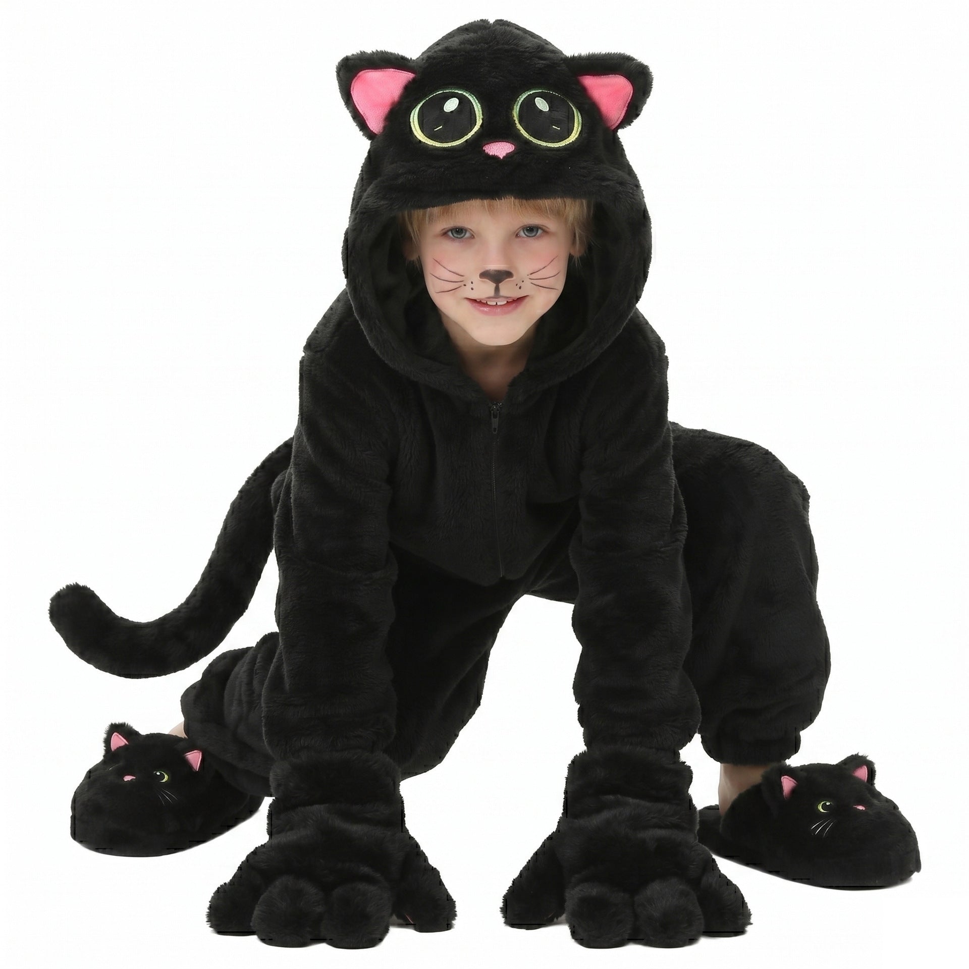 Children's Black Cat Costume Cosplay Outfit Halloween Stage Performance Wear Animal Themed Costume Kids Clothing Ready