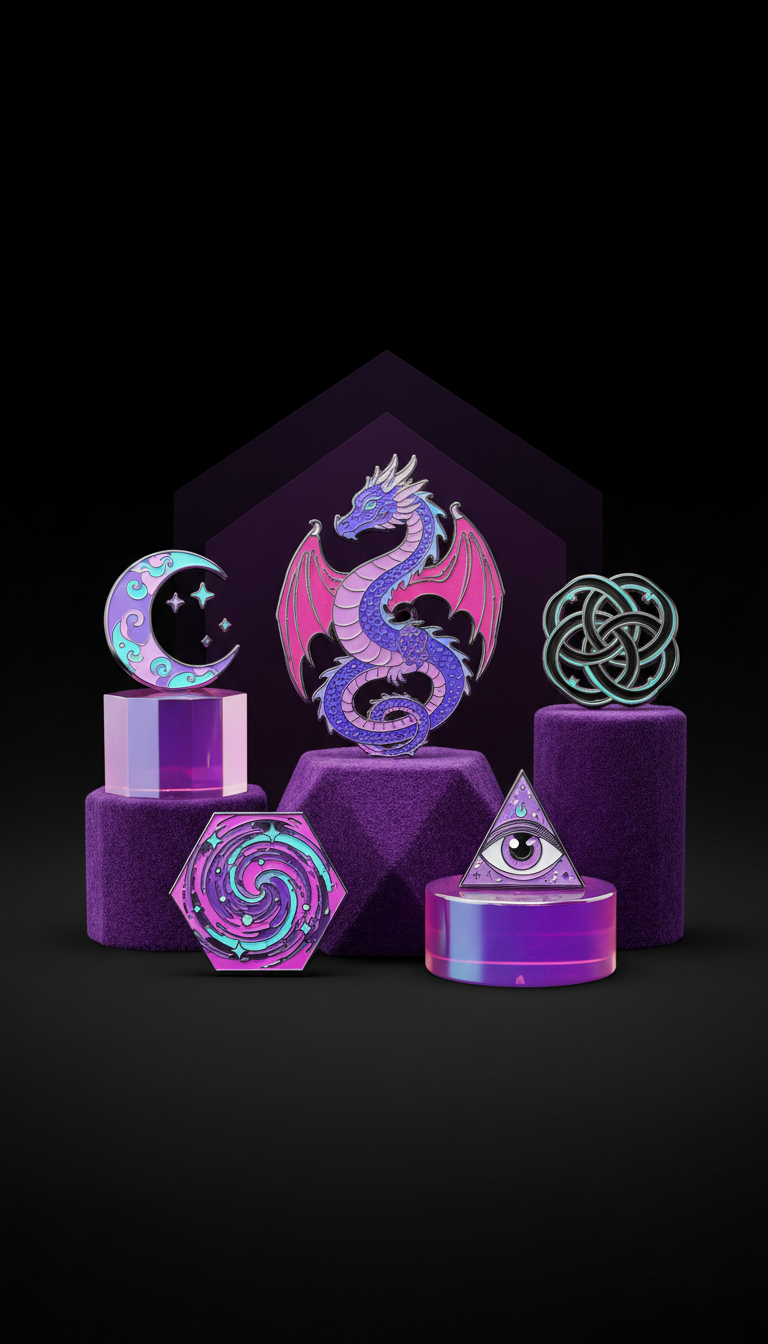 Mystical Enamel Pin Set with Iridescent Accents
